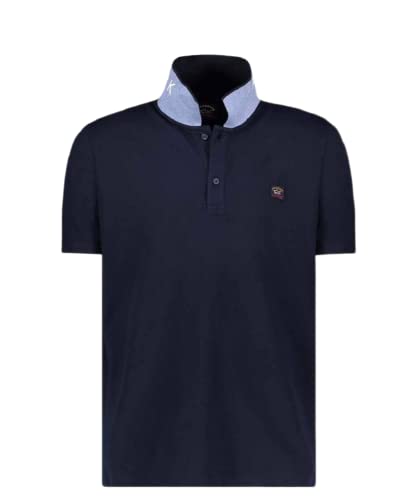 PAUL & SHARK 22411239-013 Organic Cotton Pique Polo mit Iconic Badge And Contrast Collar Marineblau, blau, Medium von Paul & Shark