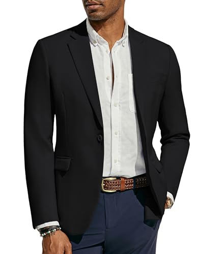 PaulJones Sakko Herren Sportlich EIN Knopf Anzugjacken Regular Fit Dünner Blazer XL Schwarz 630-1 von PaulJones