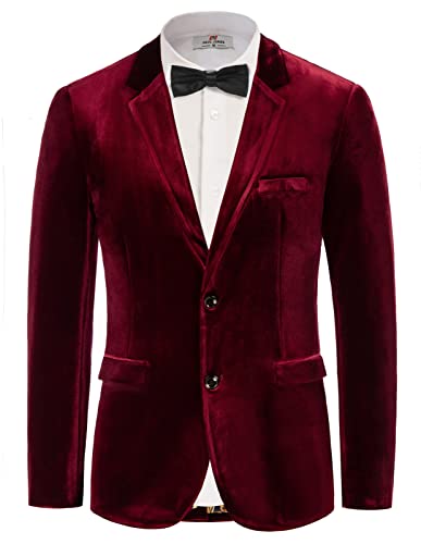 Sakko Weihnachten Herren Samt Anzug 2 Knöpfe Smoking Herren Hochzeit Party Rotwein XL von PaulJones