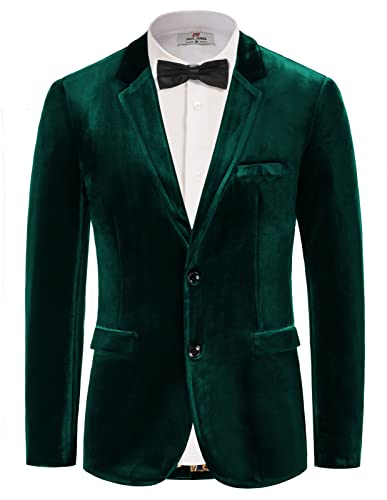 PaulJones Tweed Sakko Herren Regular Fit Anzugjacke Smoking Samt Glitzer Weihnachtsgrün XL von PaulJones