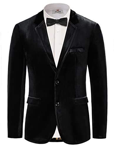 Herren Sakko Sportlich Modern Hochzeit Party Business Sakko Zwei Knöpfe Samtblazer Schwarz S von PaulJones
