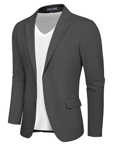 PaulJones Anzüge & Sakkos für Herren Sportlich Dünne Anzugjacke Slim Fit Modern Strech M Dunkelgrau 571S24-3 von PaulJones