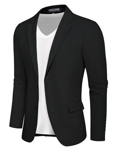 PaulJones Sakko Herren Slim Fit Anzugjacke Sportlich Herren Blazer Casual Anzugjacken XL Schwarz 571S24-1 von PaulJones