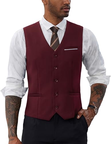 PaulJones Weste Herren Anzugweste für Herren Hochzeit Anzugweste Elegant Regular Fit XL Rotwein 501-5 von PaulJones