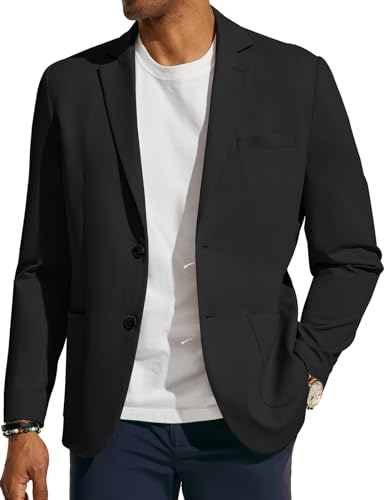 PaulJones Blazer Herren Casual Fit Gentleman Strick Sakko Sportlich für Frühling Sommer XXL Schwarz 631S24-1 von PaulJones