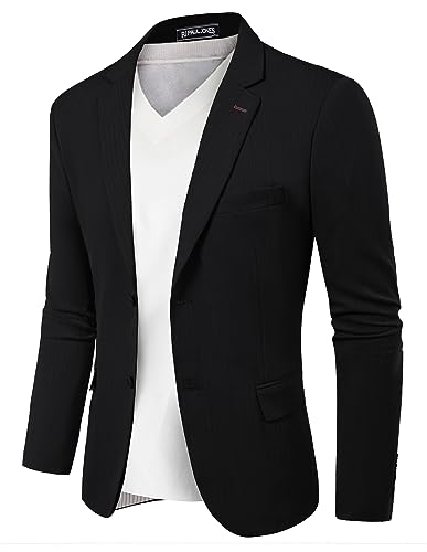 PaulJones Sakko Herren Casual Fit Blazer Klassische Passform Elegante mit Tasche Fischgrätenmuster 42 Schwarz 472A23-1 von PaulJones