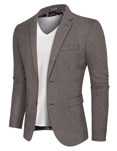 PaulJones Herren Anzugjacke Blazer Leinen Sakko Herren Hochzeit für Frühling Sommer mit 2 Knöpfe XL Espresso 625S24-3 von PaulJones