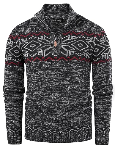 Pullover für Herren Winter Sweater Herren Arbeitspullover mit Reißverschluss Winterpullover XXL Dunkelgrau 499-3 von PaulJones