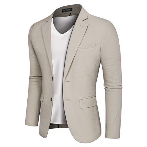 PaulJones Sakko Herren Regular Fit Anzugjacke Blazer Hochzeit für Frühling Sommer mit 2 Knöpfe Aprikose XL von PaulJones