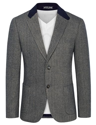 PaulJones Anzüge & Sakkos für Herren Wool Blazer Vintage 2 Knöpfe Tweed Sakko Königsblau M von PaulJones