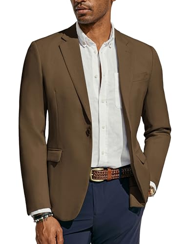 PaulJones Sakkos für Herren Business mit Gekerbtem Revers Dünner Blazer Elegante Braun L von PaulJones