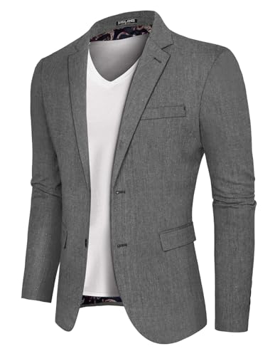 PaulJones Sakko für Herren mit Gekerbtem Revers Dünner Blazer für Hochzeit Party Regular Fit L Schwarz 625S24-1 von PaulJones