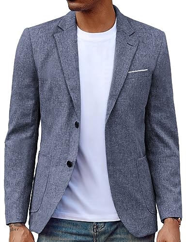 PaulJones Sakko für Herren Regular Fit Anzugjacke Lässig mit gekerbtem Revers Blau L 476-6 von PaulJones