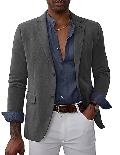 PaulJones Herren Jackett Streifen Sakko Sportlich Modern Blazer Regular Fit mit 2 Knöpfe für Hochzeit 42 Dunkelgrau 472A23-3 von PaulJones