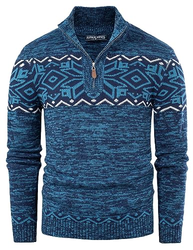 Pullover & Strickjacken für Herren Pulli Herren Stehkragen und V Ausshchnitt Langarm S Blau 499-1 von PaulJones