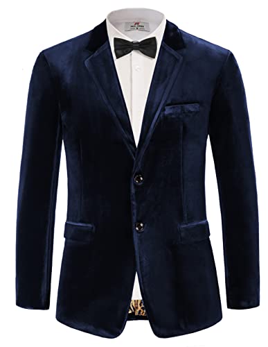 Sakko Herren Hochzeit Party Samtblazer Pailletten Sakko Weihnachten Blazer Dunkelblau XXL von PaulJones