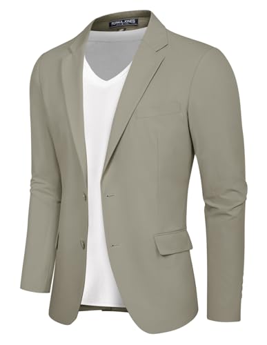 PaulJones Anzüge & Sakkos für Herren Sportlich Dünne Anzugjacke Slim Fit Modern Strech M Khakigrün 571S24-5 von PaulJones