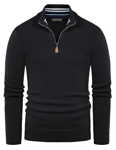 PaulJones Sweater Herren Arbeitspullover Herren Ohne Kapuze mit Reissverschluss Stehkragen Langarm S Schwarz 470A23-5 von PaulJones