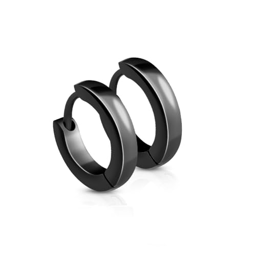 Paula & Fritz® 1 Paar Damen Creole-n Schwarz 2,5-mm Breit Chirurgenstahl 316L Ohr-Schmuck 0,8-mm Verschluss Ohr-Ring Herren Kinder Hoop Earring Kreole von Paula & Fritz