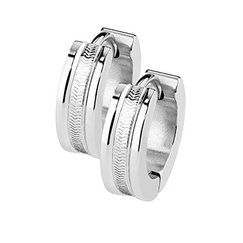 Paula & Fritz® 1 Paar Damen Creole-n Silber 4-mm Breit 13-mm Durchmesser Chirurgenstahl 316L 0,8-mm Kreolen-Verschluss Ohr-Schmuck Ohr-Ring Herren Hoop von Paula & Fritz