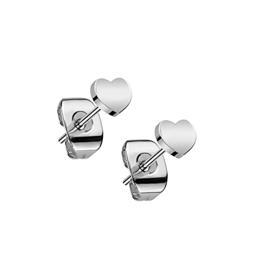 Paula & Fritz® 1 Paar Ohr-Stecker Herz Silber 4-mm Titan-ium Grade 23 11-mm Lang Butterfly-Back Ohr-Ring Damenohr-Ring Herren Standard Lobe von Paula & Fritz