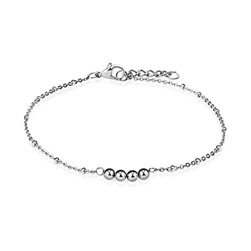 Paula & Fritz® Armband Damen Silber Kugel 316L Chirurgenstahl 235-mm Bettelarmband Arm-kettchen Arm-Schmuck Fußkette Fußkettchen von Paula & Fritz