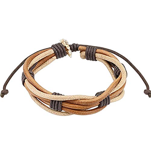 Paula & Fritz® Armband Leder Herren Frauen Braun Geflochten Gedreht Lederband Lederarm-Band Männer Lederbänder Schnur Schmuck verstellbare Länge von Paula & Fritz