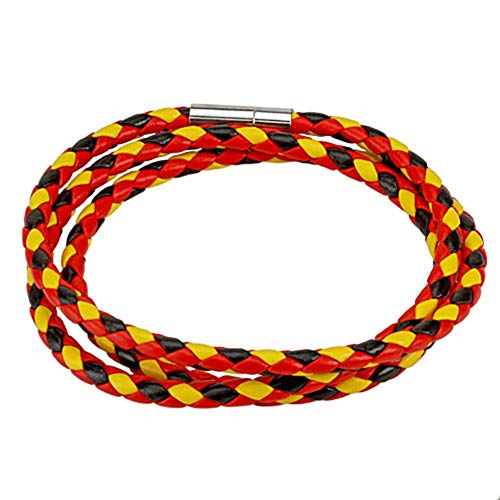 Paula & Fritz® Armband Leder Herren Frauen Rot Gelb Schwarz Rastafari Reggae Geflochten Gewebt Lederband Lederarm-Band Männer Lederbänder Schmuck von Paula & Fritz