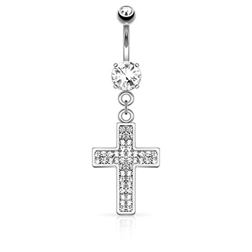 Paula & Fritz® Bauch-nabelpiercing Chirurgenstahl Kreuz Anhänger Silber Zikonia Banane Bauch-Piercing Bananabell Nabel-Piercing von Paula & Fritz