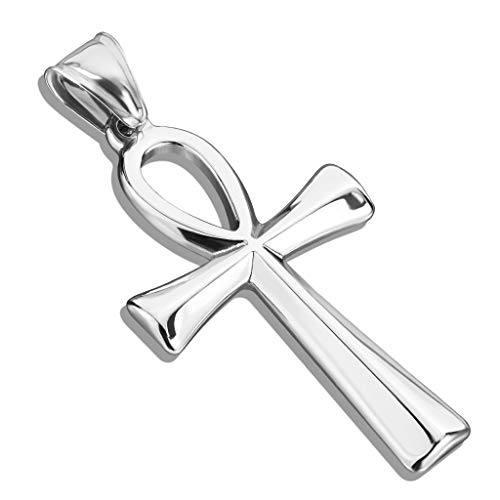 Paula & Fritz® Damen Ketten-Anhänger Ankh-Kreuz 316L Chirurgenstahl Silber 53 x 25-mm Halsketten-Anhänger Pendant Herren-Kettenanhänger von Paula & Fritz