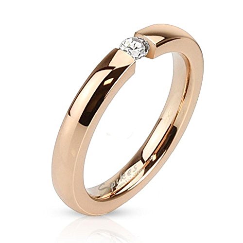 Paula & Fritz® Damen-Ring Verlobungs-Ring Freundschaftsring Herrenring Partnerring Edelstahl Chirurgenstahl 316L roségold 3mm breit Zirkonia Ringgrößen 47 (15) – 61 (19.5) R-M3098R_60_FBS von Paula & Fritz