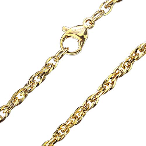 Paula & Fritz® Edelstahl Hals-Kette Damen Gold 435-mm Lang 1,8-mm Breit ca 3-Gramm Herren-Kette Hals-Schmuck Doppel-Ankerkette Frauen Männer-Ketten von Paula & Fritz