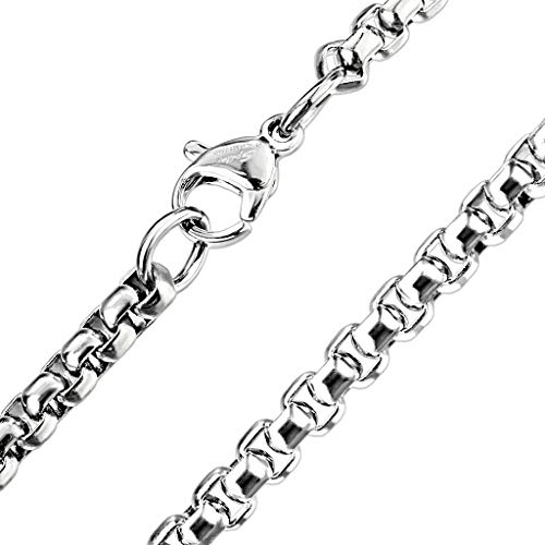 Paula & Fritz® Edelstahl Hals-Kette Damen Silber 1,5-mm Breit 435-mm Lang ca 5-Gramm Herren-Kette Hals-Schmuck Vierkant-Ankerkette Frauen Männer-Ketten von Paula & Fritz