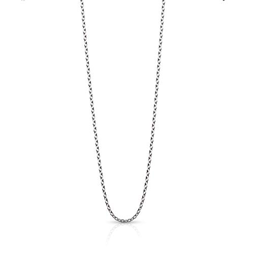 Paula & Fritz® Edelstahl Hals-Kette Damen Silber 3-mm Breit 390-mm Lang Herren-Kette Hals-Schmuck Rund-Ankerkette Frauen-Ketten Männer-Ketten von Paula & Fritz