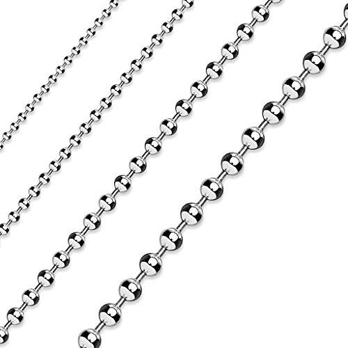 Paula & Fritz® Edelstahl Hals-Kette Damen Silber 410-mm Lang 1,5-mm Breit ca 6-Gramm Herren-Kette Hals-Schmuck Kugelkette Frauen-Ketten Männer-Ketten von Paula & Fritz