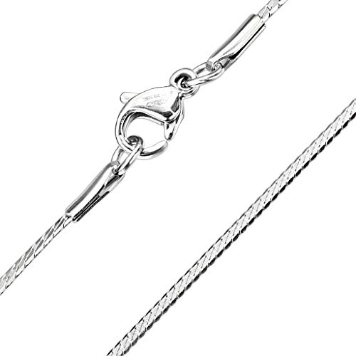 Paula & Fritz® Edelstahl Hals-Kette Damen Silber 435-mm Lang 1,4-mm Breit ca 3-Gramm Herren-Kette Hals-Schmuck Panzerkette Frauen-Ketten Männer-Ketten von Paula & Fritz