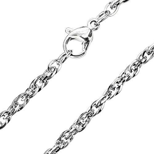 Paula & Fritz® Edelstahl Hals-Kette Damen Silber 435-mm Lang 1,8-mm Breit ca 3-Gramm Herren-Kette Hals-Schmuck Doppel-Ankerkette Frauen Männer-Ketten von Paula & Fritz