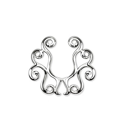 Paula & Fritz® Fake Brustwarzen-Piercing Brustpiercing Frau Maenner Intimpiercing Mann Nippelpiercing Wachsende Ranken Edelstahl Chirurgenstahl 316L KX001 von Paula & Fritz
