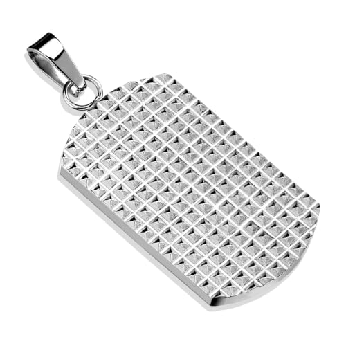 Paula & Fritz® Herren Ketten-Anhänger Silber 45-mm x 20-mm Erkennungs-Marke Pyramide-n Dog Tag Halsketten-Anhänger Pendant Damen-kettenanhänger Männer von Paula & Fritz