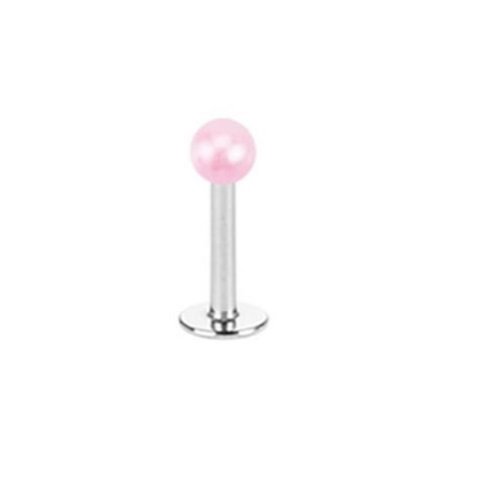 Paula & Fritz® Labret Piercing 8-mm 1,2-mm Lippenpiercing Stecker Ohr Silber Damen Herren Tragus Conch Kugel Stab Chirurgenstahl Perle Pink von Paula & Fritz