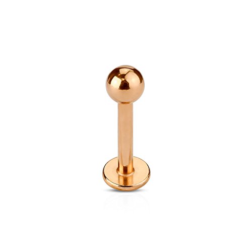 Paula & Fritz® Labret Piercing Rosegold Lippenpiercing Stecker Ohr Damen Herren Tragus Conch Kugel Stab Chirurgenstahl 1,6-mm 10-mm von Paula & Fritz