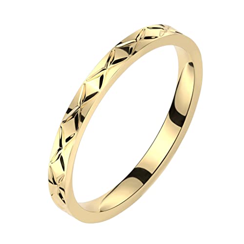 Paula & Fritz® Ring Damen Bandring Gold 316L Chirurgenstahl Größe 52 (16,6) 2,5-mm breit Damen-Ring Herren-Ring Partner-Ring Verlobungs-Ring Ehering von Paula & Fritz