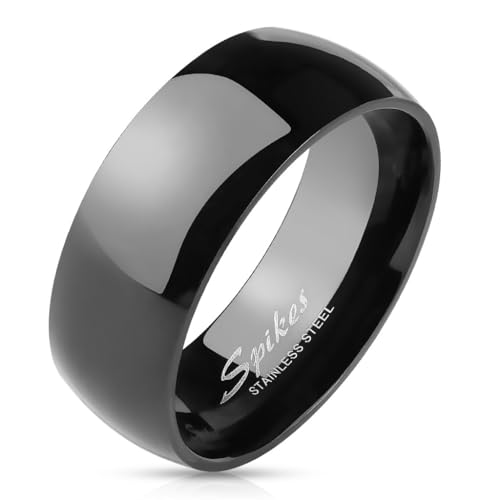 Paula & Fritz® Ring Damen Bandring Schwarz 316L Chirurgenstahl Größe 59 (18,8) 8-mm breit Damen-Ring Herren-Ring Partner-Ring Verlobungs-Ring Glänzend von Paula & Fritz