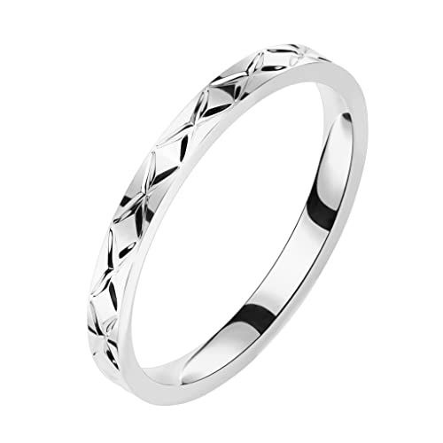 Paula & Fritz® Ring Damen Bandring Silber 316L Chirurgenstahl Größe 54 (17,2) 2,5-mm breit Damen-Ring Herren-Ring Partner-Ring Verlobungs-Ring Ehering von Paula & Fritz