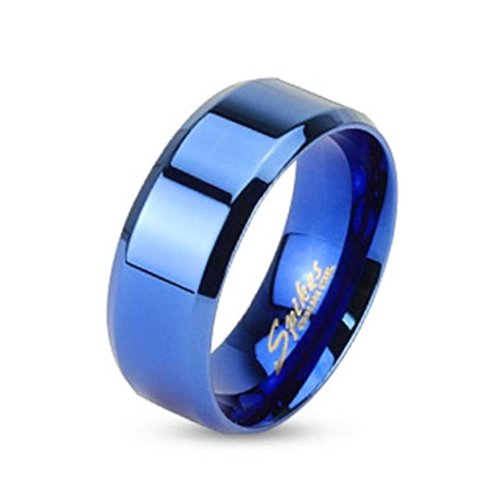 Paula & Fritz® Ring Damen Blau Größe 59 (18,8) 6-mm Breit 316L Chirurgenstahl Damenring Herrenring Partnerring Hochglanz-poliert Band-Ring Ehe-Ring von Paula & Fritz