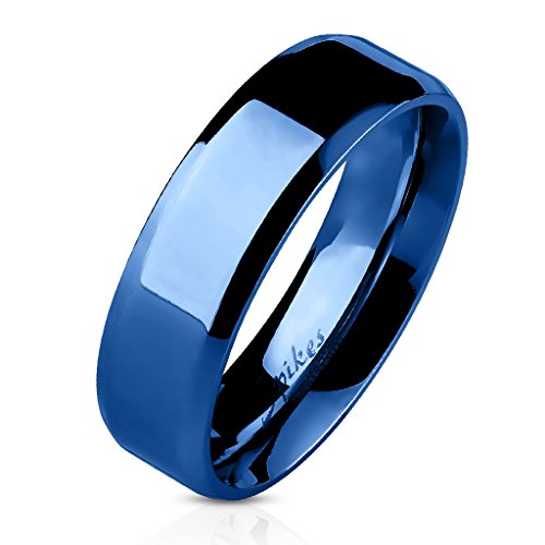 Paula & Fritz® Ring Damen Blau Größe 62 (19,7) 6-mm Breit 316L Chirurgenstahl Damenring Herrenring Partnerring Hochglanz-poliert Band-Ring Ehe-Ring von Paula & Fritz