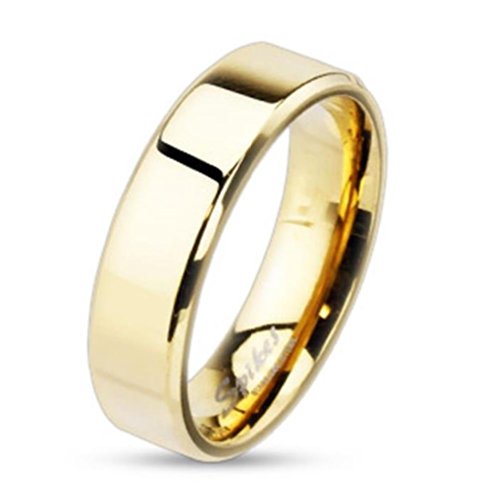 Paula & Fritz® Ring Damen Gold Größe 52 (16,6) 6-mm Breit 316L Chirurgenstahl Damenring Herrenring Partnerring Hochglanz-poliert Band-Ring Ehe-Ring von Paula & Fritz