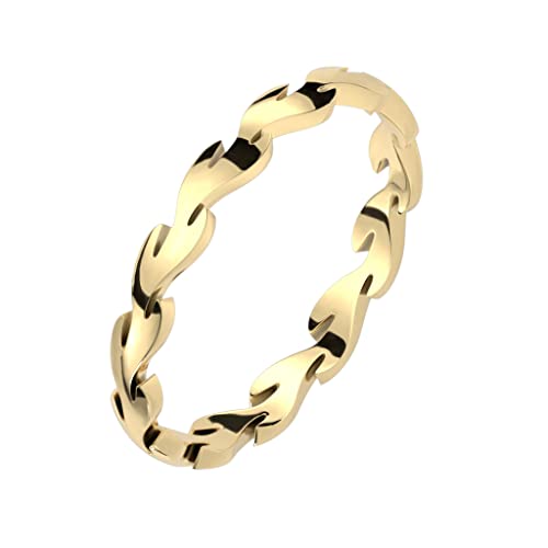 Paula & Fritz® Ring Damen Motiv-Ring Blätter Gold 316L Chirurgenstahl Größe 54 (17,2) 3-mm breit Damen-Ring Herren-Ring Partner-Ring Verlobungsring von Paula & Fritz