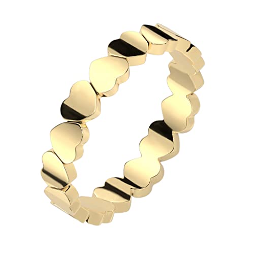 Paula & Fritz® Ring Damen Motiv-Ring Herz-en Gold 316L Chirurgenstahl Größe 49 (15,6) 4-mm breit Damen-Ring Herren-Ring Partner-Ring Verlobungsring von Paula & Fritz