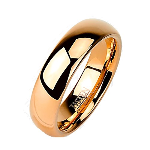Paula & Fritz® Ring Damen Rosegold TISTEN Titan-Wolfram Größe 49 (15,6) 4-mm Ring-Breite Partnerring Ehering Herren-Ring Kuppelring Glänzend Poliert von Paula & Fritz